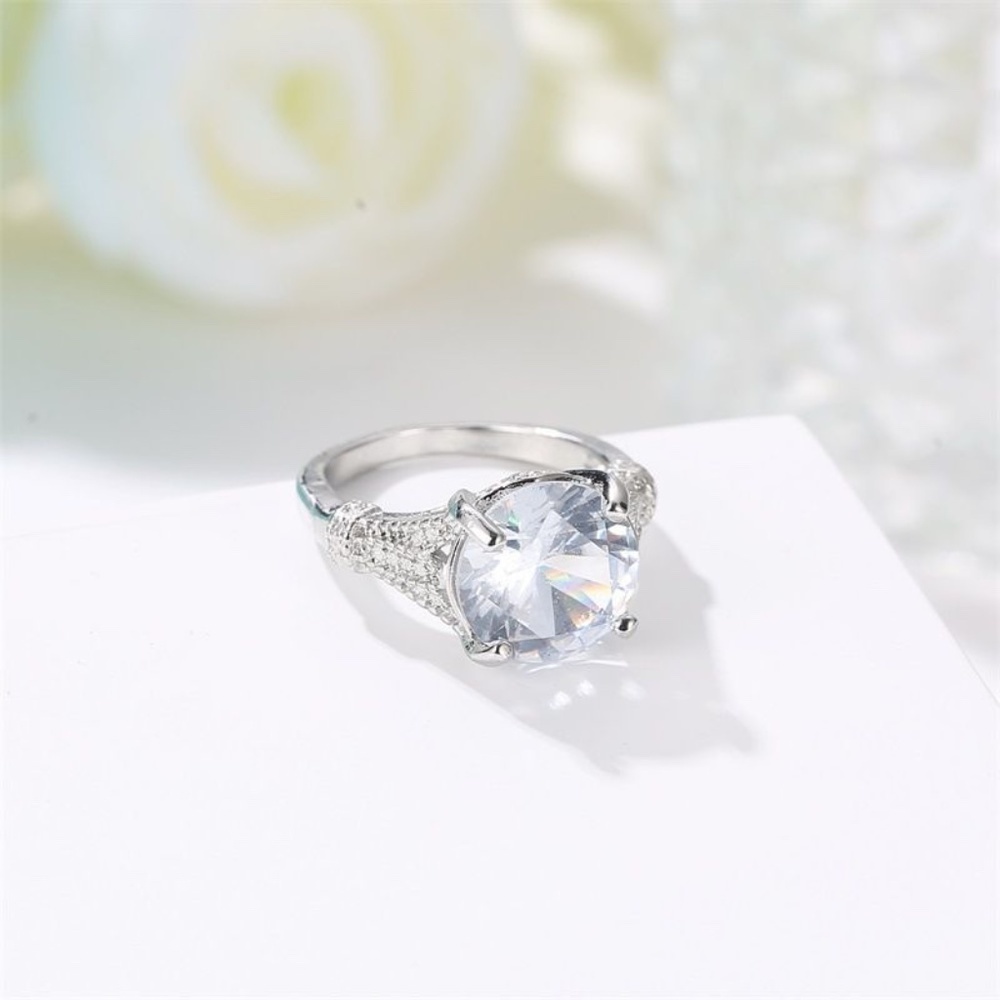 *GREER* Silver x Zircon Fashion Ring Size 8